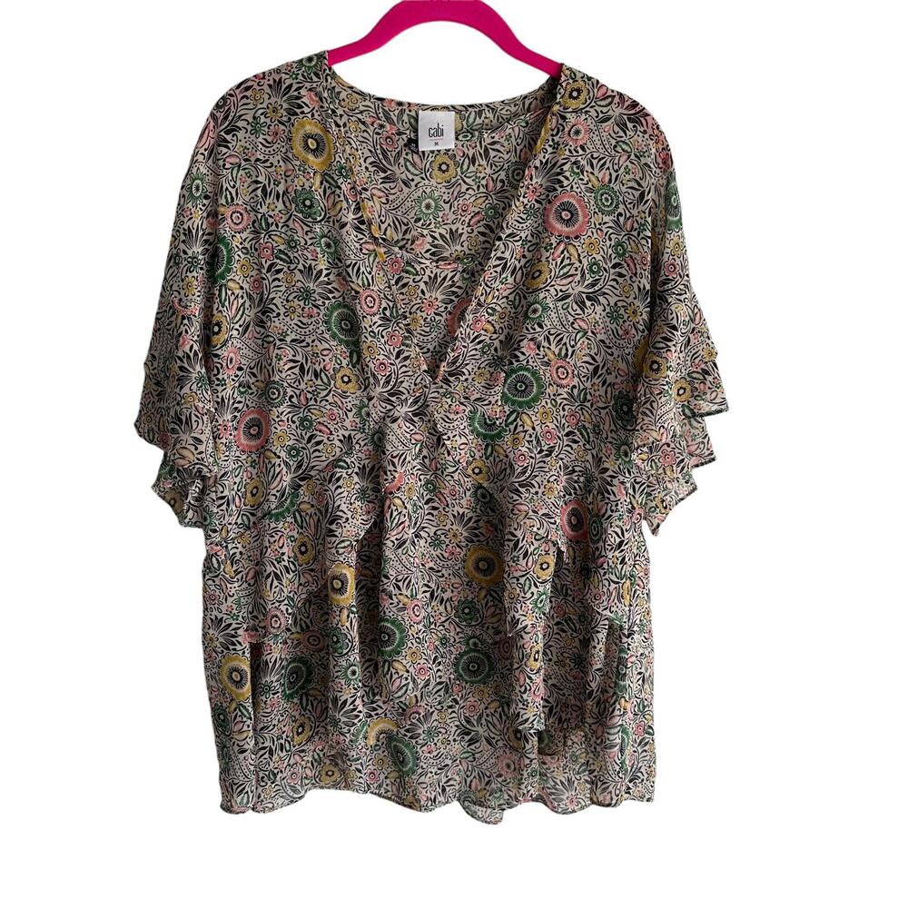 CAbi Poet Folklore 2-piece Ladies Floral Bohemian Feminine Chiffon Blouse, M